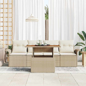 Set di divani da giardino  a 5 pezzi con cuscini beige in rattan sintetico 3358003