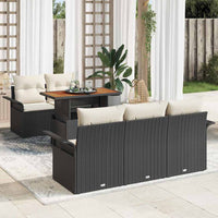 Set da Giardino  6 Pezzi con Cuscini in Rattan Plastico Nero 3358007