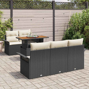 Set da Giardino  6 Pezzi con Cuscini in Rattan Plastico Nero 3358007