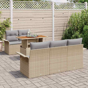 Set di divani da giardino 6 pezzi con cuscini beige in rattan sintetico 3358009