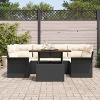 Set di divani da giardino 7 pezzi  con cuscini in polirattan nero 3358021