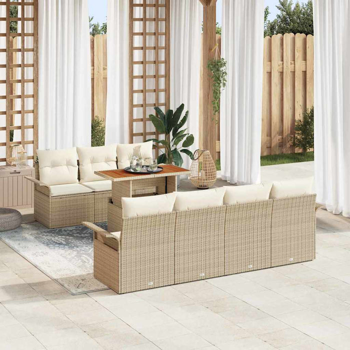 Set divano giardino 8 pezzi  con cuscini beige in rattan sintetico 3358031