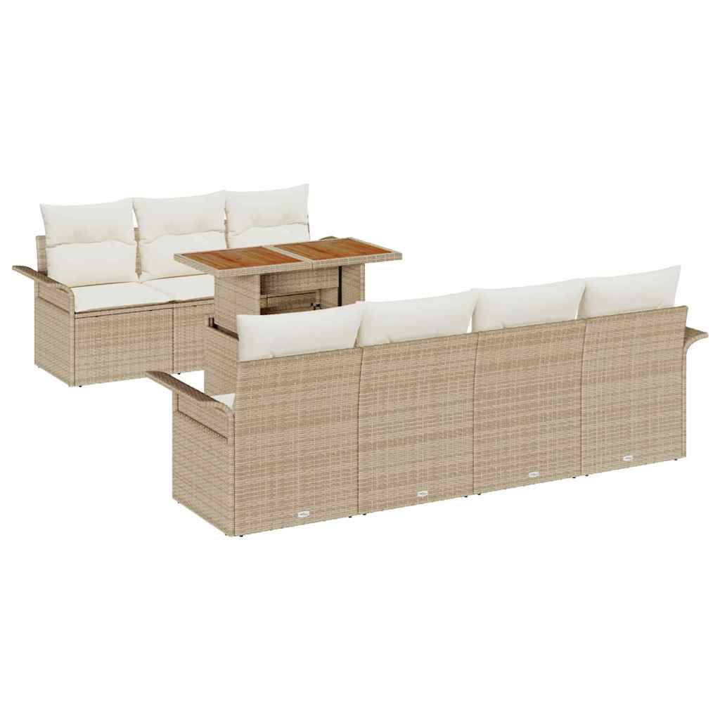 Set divano giardino 8 pezzi  con cuscini beige in rattan sintetico 3358031