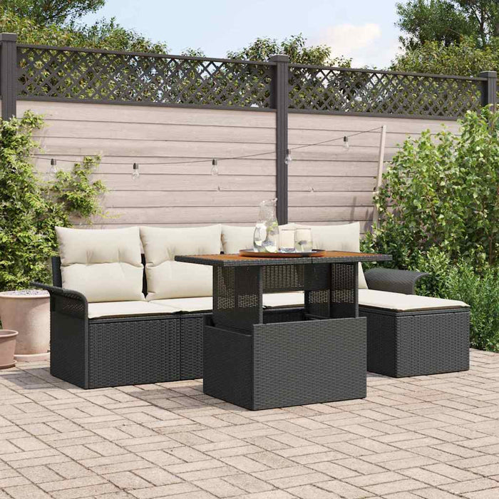 Set di divani da giardino 6 pezzi  con cuscini in rattan PVC nero 3358056