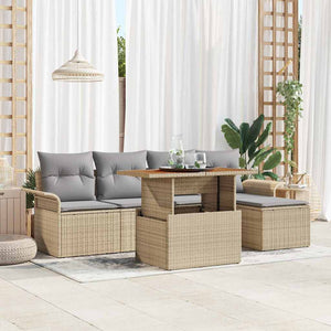 vidaXL Set Divano da Giardino 6 pcs Beige Poly Rattan