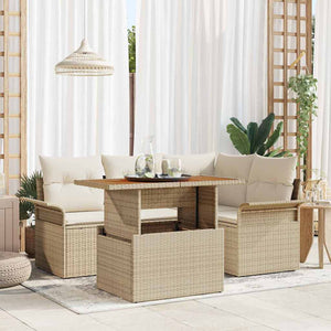 Set da giardino in rattan sintetico da 5 pezzi con cuscini beige 3358066