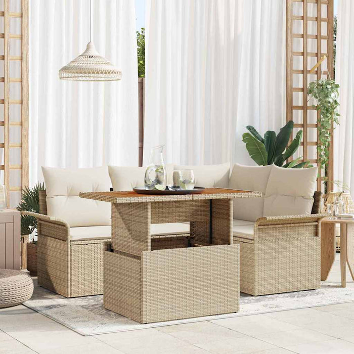 Set da giardino in rattan sintetico da 5 pezzi con cuscini beige 3358066