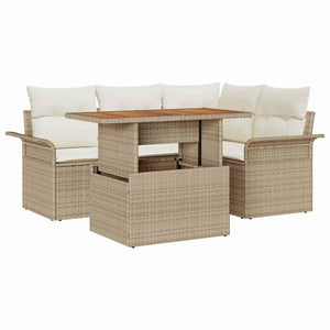 Set da giardino in rattan sintetico da 5 pezzi con cuscini beige 3358066
