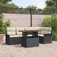 Set di divani da giardino  6 pezzi con cuscini, rattan nero 3358070