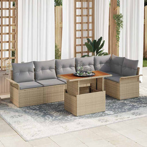 Set di divani da giardino  in 7 pezzi con cuscini beige in polirattan 3358079