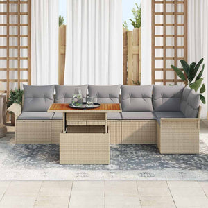 Set di divani da giardino  in 7 pezzi con cuscini beige in polirattan 3358079