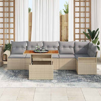 vidaXL Set Divano da Giardino 7 pcs Beige Poly Rattan