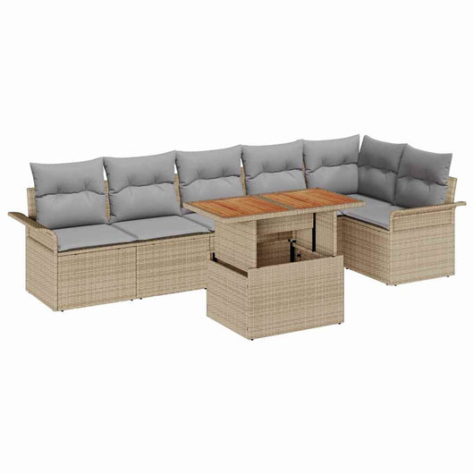 Set di divani da giardino  in 7 pezzi con cuscini beige in polirattan 3358079