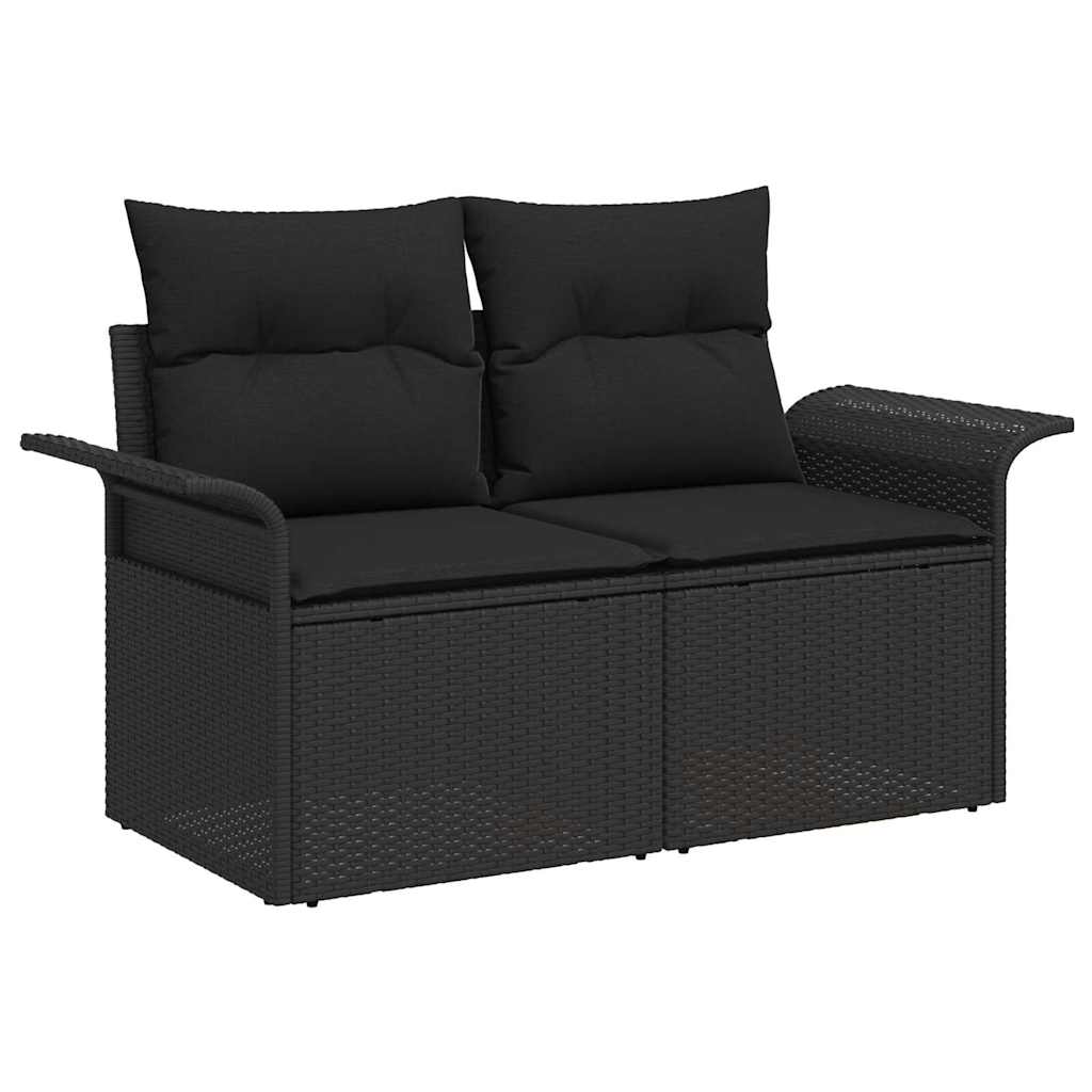 Set divani da giardino 7 pezzi con cuscini in rattan sintetico nero 3358081