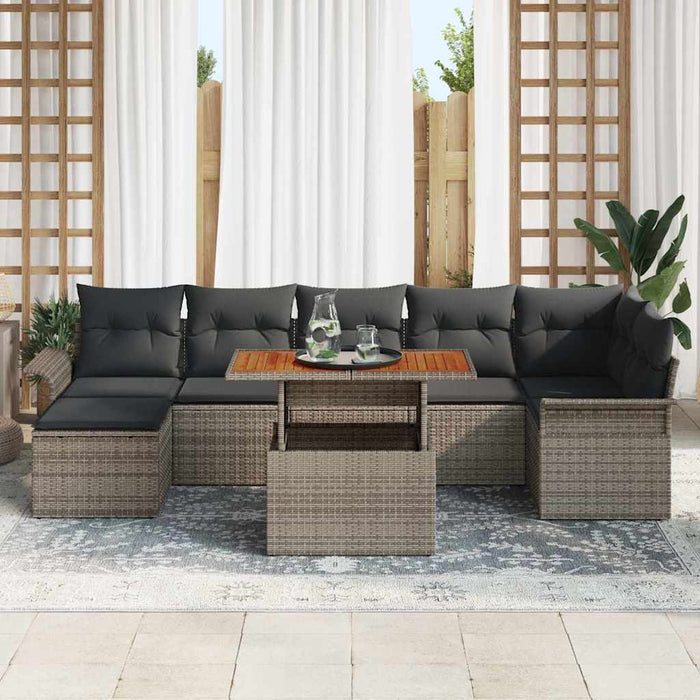 Set Divano da Giardino  in 8 pezzi con cuscini grigi in rattan 3358099