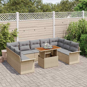 Set di divani da giardino  in rattan sintetico beige da 10 pezzi 3358114