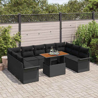 Set di Divani da Giardino da 10 Pezzi  con Cuscini in Rattan Sintetico Nero 3358116