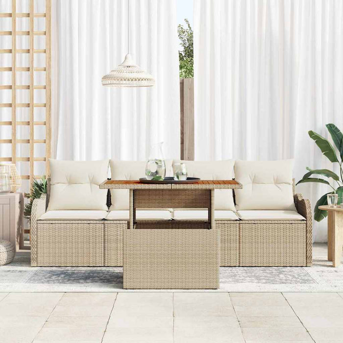 Set di divani da giardino a 5 pezzi di  con cuscini beige in rattan sintetico 3358129