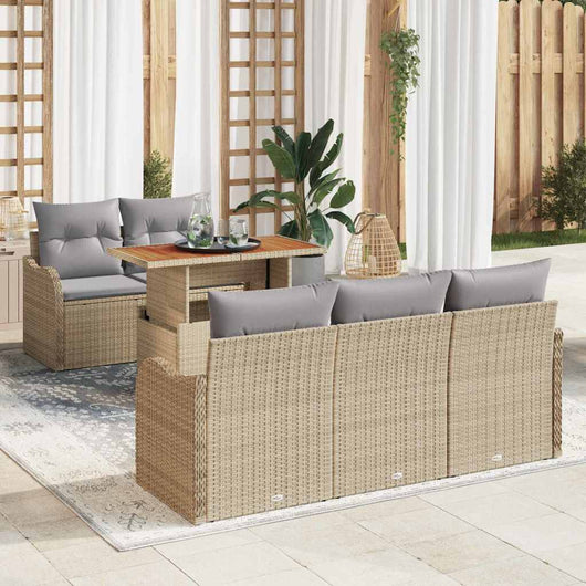 vidaXL Set Divano da Giardino 6 pcs Beige Poly Rattan
