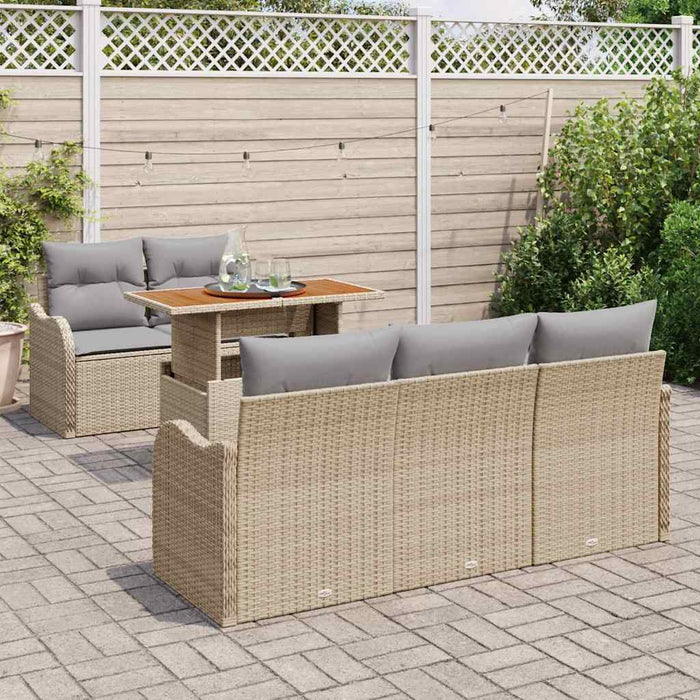 vidaXL Set Divano da Giardino 6 pcs Beige Poly Rattan