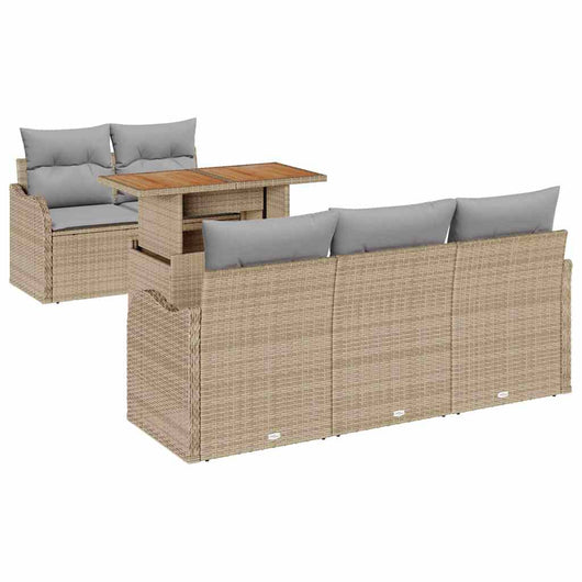 vidaXL Set Divano da Giardino 6 pcs Beige Poly Rattan
