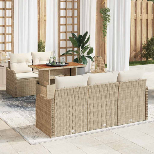 Set di Divano da Giardino  6 Pezzi con Cuscini Beige in Rattan Sintetico. 3358136