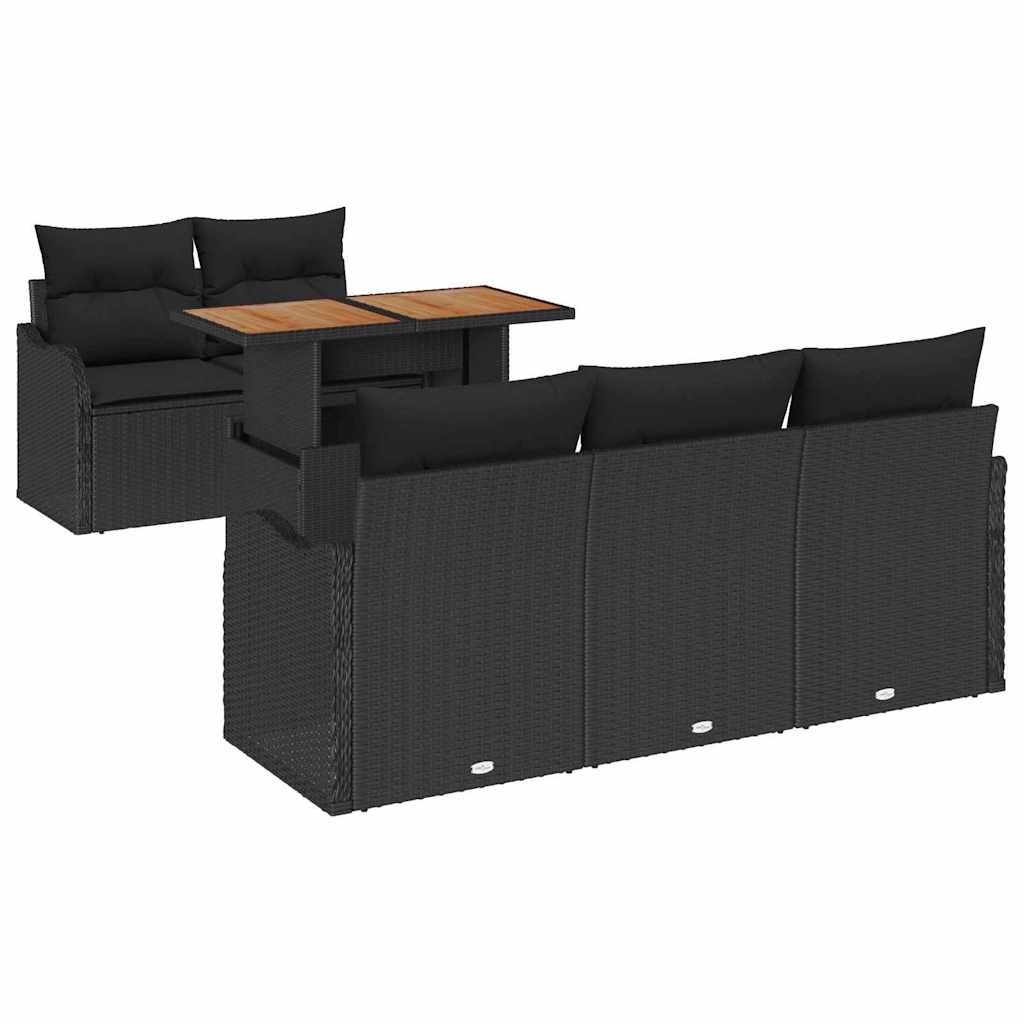 Set divano da giardino 6 pezzi con cuscini in rattan nero 3358137