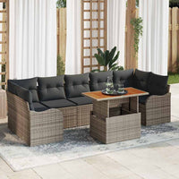 Set da Giardino  8 Pezzi con Cuscini Grigi in Rattan Sintetico 3358162