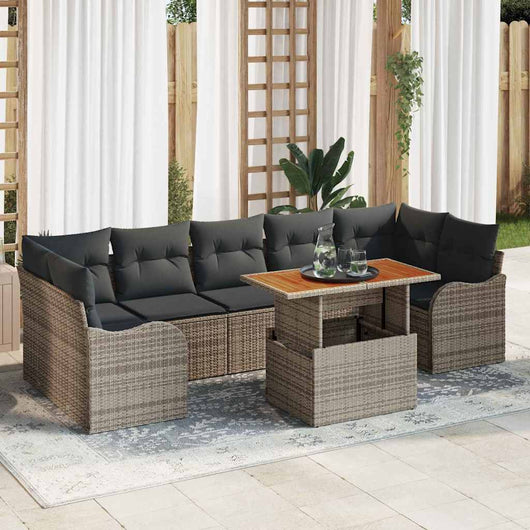 vidaXL Set Divano da Giardino 8 pcs Grigio Poly Rattan