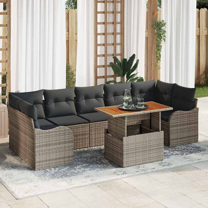 vidaXL Set Divano da Giardino 8 pcs Grigio Poly Rattan