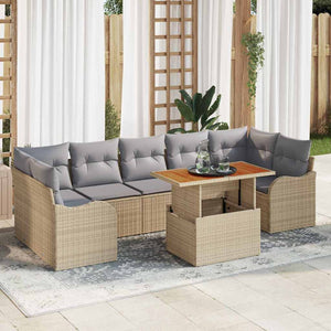 vidaXL Set Divano da Giardino 8 pcs Beige Poly Rattan