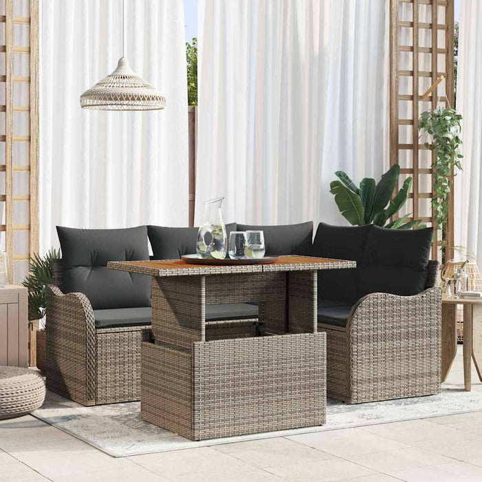 Set di divani da giardino a 5 pezzi di  con cuscini in rattan polietilene grigio 3358190
