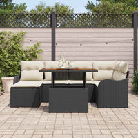 Set divano da giardino 7 pezzi  con cuscini in rattan nero 3358217