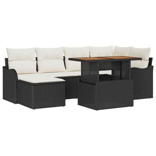 Set divano da giardino 7 pezzi  con cuscini in rattan nero 3358217