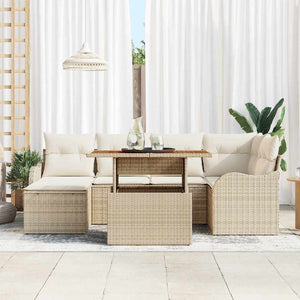 Set di divani da giardino in 7 pezzi , beige, in rattan sintetico 3358220