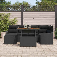 vidaXL Set Divano da Giardino con archiviazione 7 pcs Nero Poly Rattan