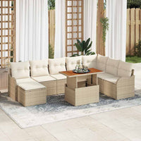 Set di divani da giardino  9 pezzi con cuscini Beige Polyrattan 3358234