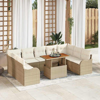 Set Divani da Giardino  10 Pezzi con Cuscini Beige in Rattan Sintetico 3358241