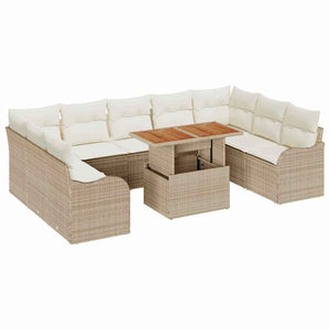 Set Divani da Giardino  10 Pezzi con Cuscini Beige in Rattan Sintetico 3358241