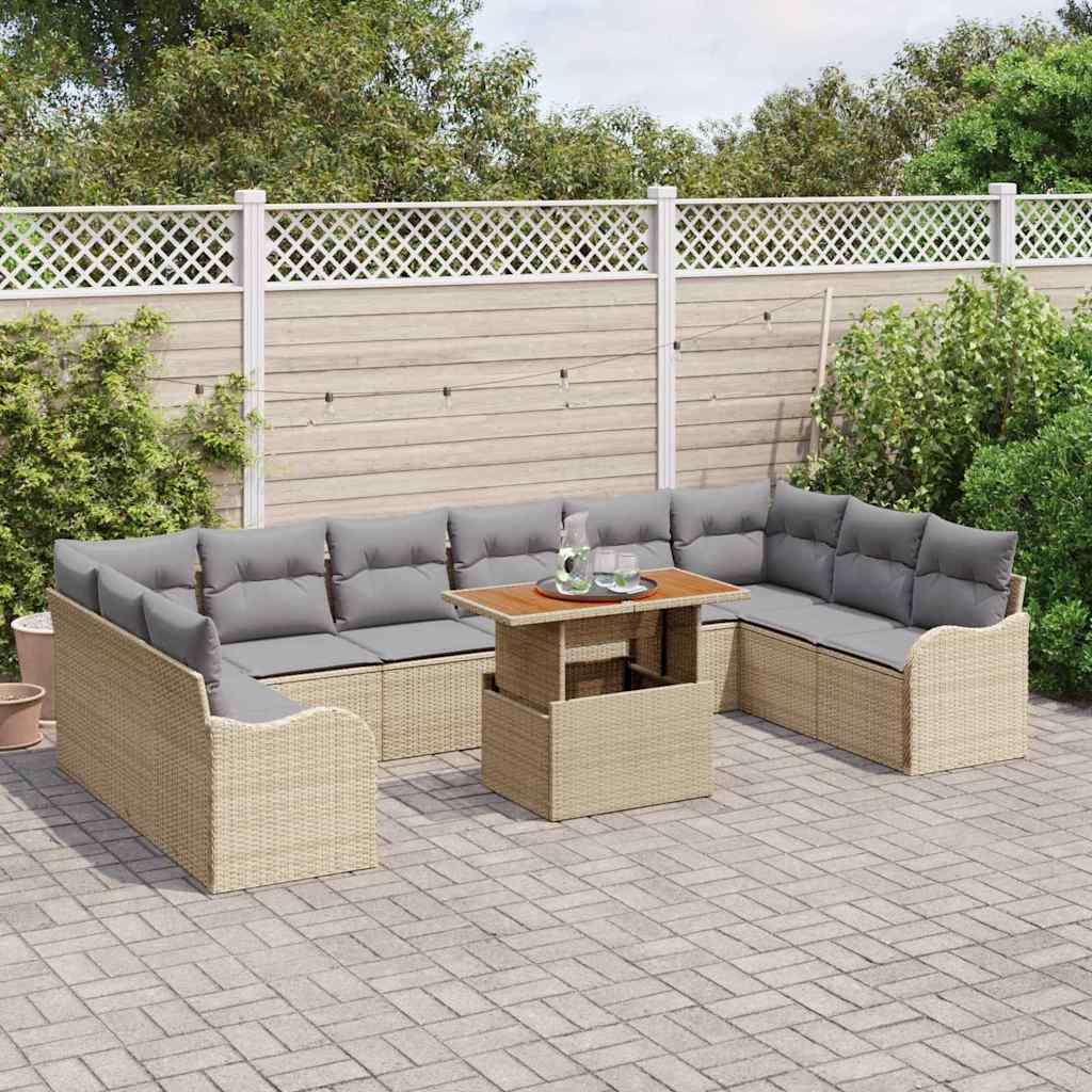 Set di divani da giardino da 11 pezzi  con cuscini beige in rattan sintetico 3358247