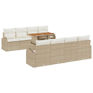 Set Divani da Giardino 9 Pezzi  con Cuscini Beige in Rattan Sintetico 3358297