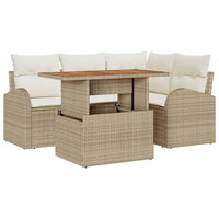 Set di divani da giardino  con 5 pezzi e cuscini beige in rattan poliester. 3358318