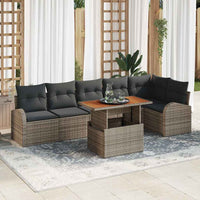 Set di Divani da Giardino  7 Pezzi con Cuscini Grigi in Rattan 3358330