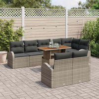 Set da Giardino 9 Pezzi  con Cuscini Grigi in Rattan Sintetico 3358337