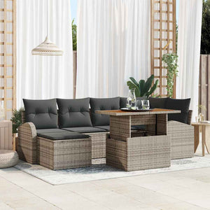 vidaXL Set Divano da Giardino 7 pcs Grigio Poly Rattan