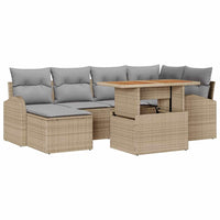vidaXL Set Divano da Giardino 7 pcs Beige Poly Rattan