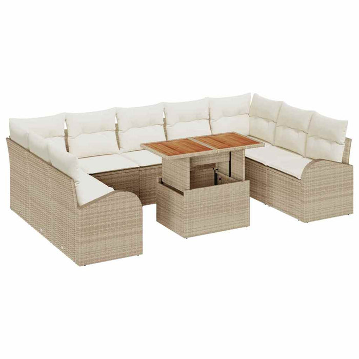 Set di divani da giardino , 10 pezzi con cuscini beige in rattan sintetico 3358367
