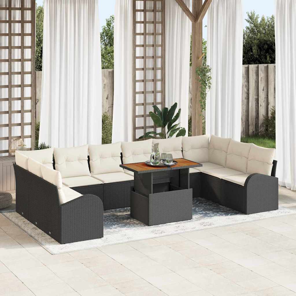 Set di divani da giardino da 11 pezzi  con cuscini in rattan nero 3358371