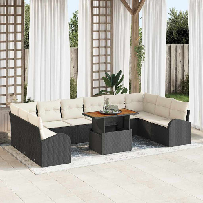 Set di divani da giardino da 11 pezzi  con cuscini in rattan nero 3358371