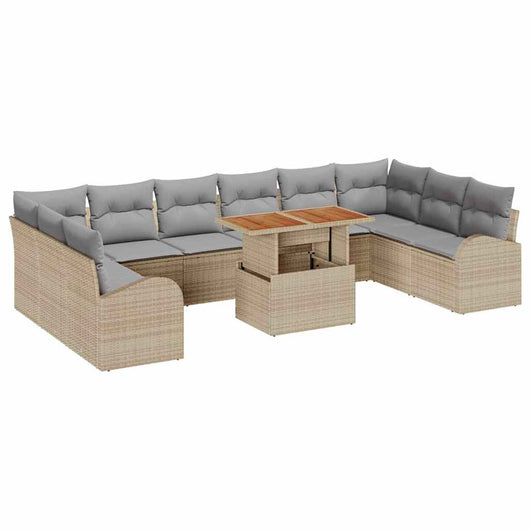 Set di divani da giardino , 11 pezzi con cuscini beige in rattan composito 3358373